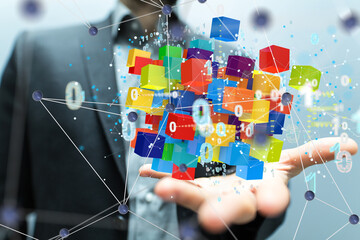 Leinwandbilder - Internet infrastructure concept. Abstract technology background. 3D rendering.