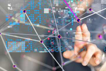 Aufkleber - Neural network 3D illustration. Big data and cybersecurity - 3d