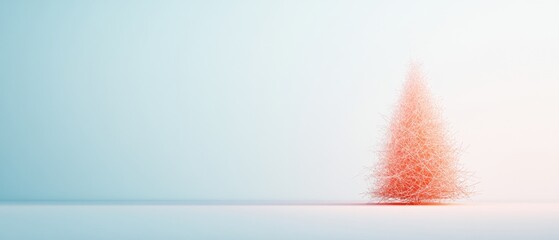 Poster - Modern Abstract Wireframe Christmas Tree Against Minimalist White Background