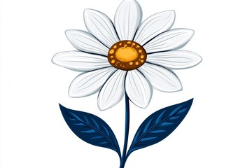 Aufkleber - A stylized flat design of a daisy, drawn with simple geometric shapes and muted colors, emphasizing modern minimalism