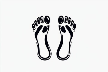 Poster - A stylized icon of a pair of footprints, drawn in simple black and white with subtle gradient effects for a modern look
