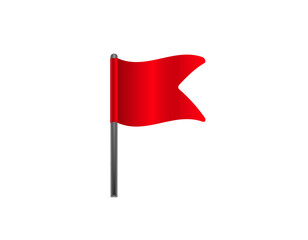 Poster - simple image of a red flag on a gray pole against a white background, symbolizing a warning.
