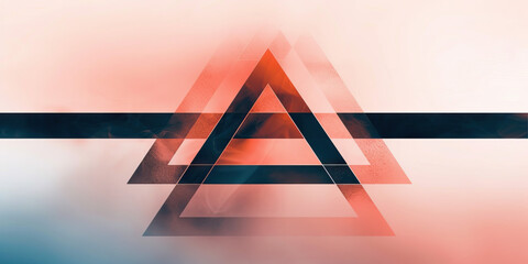 Poster - Abstract Composition: Overlapping Triangles and Horizontal Band