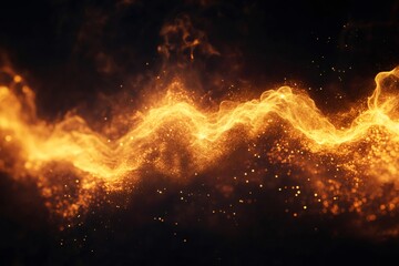 Aufkleber - Golden particles flowing on black background representing energy
