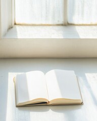 Poster - Open Notebook in Warm Natural Light on Minimalist Table