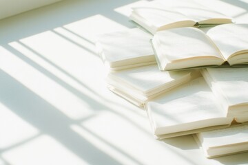 Poster - Soft Sunlit Study Open Textbooks and Notes in Minimalist Calm
