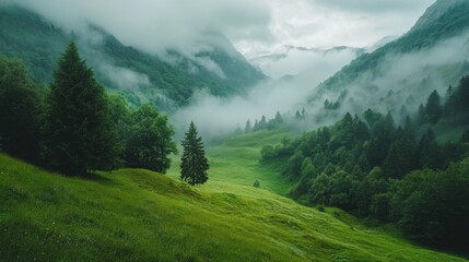 Poster - A lush green field with a tree in the middle