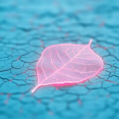 Poster - Neon Leaf on Cracked Surface Blending Nature with Futuristic Technology