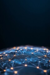 Fototapete - Futuristic Digital Network Abstract Aerial View of Illuminated Pathways