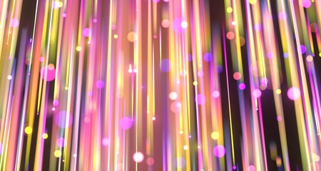 Poster - Neon streams move along curved trajectory on black