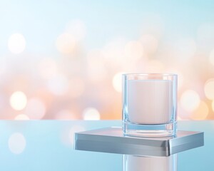 Aufkleber - Elegant Reflective Candleholder with Bokeh Lights Modern Chic and Metallic Decor