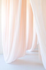 Poster - Ethereal Drapes Soft Light on Flowing Textures in Minimalist Gallery Setting