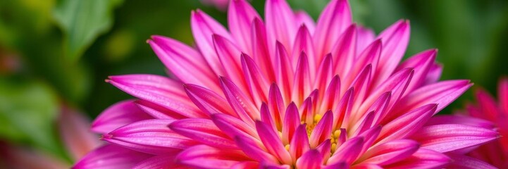 Wall Mural - Vibrant purple flower petals and lush green leaves creating a stunning contrast in nature, macro, vibrant, detail