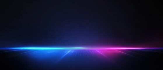 Poster - Abstract Neon Glow: Vibrant Blue and Pink Light Horizon Background