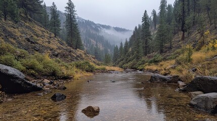 Poster - A river with a forest in the background