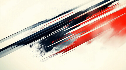 Poster - Dynamic Digital Ink Painting with Red and Black Brush Strokes, Motion Blur, and Speed Lines Against a Light Gray Background. Minimalist Japanese Calligraphy Inspired Design.