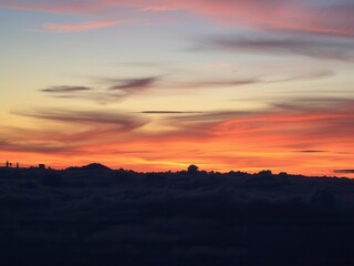 Wall Mural - Abstract vibrant sky displaying an array of vivid colors during sunset, serene, nature