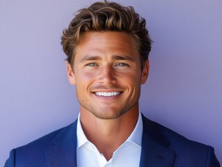 Confident businessman with a suit and a smile in a studio background, He looking at the camera