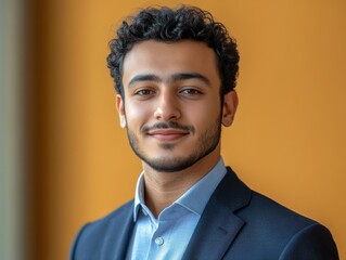 Confident businessman with a suit and a smile in a studio background, He looking at the camera