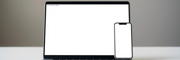 Wall Mural - Computer and mobile mockup showcasing browser windows with various website designs, online, mobile