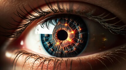 A photo of an eye with laser imaging