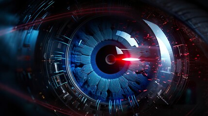 A photo of an eye with laser pulse