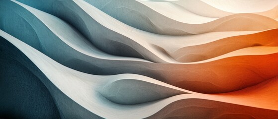 Wall Mural - Layered, wavy shapes in gradient hues forming a dynamic, engaging visual style