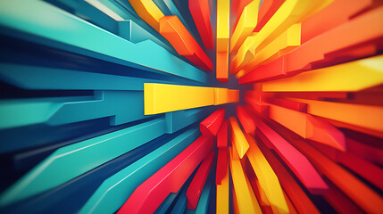 Poster - High-Energy Arrow Sequence Forming Intricate Patterns Radiating Outward in Vibrant Pulsating Colors