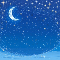 Wall Mural - Serene Night Sky with Crescent Moon and Stars