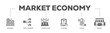 © Juaran - Market economy infographic icon flow process which consists of economic, supply demand, competition, planning, capital, market icon live stroke and easy to edit .