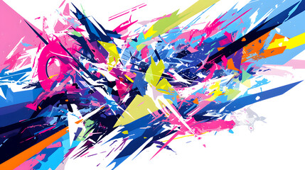 Poster - Abstract explosion of vibrant colors and sharp shapes. A dynamic and energetic piece of digital art.