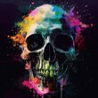 © Vlad - Skull Scream: Dark Artistic Halloween Background with Colorful Grunge Splashes