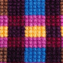 Sticker - Colorful Knitted Fabric Texture with Plaid Pattern