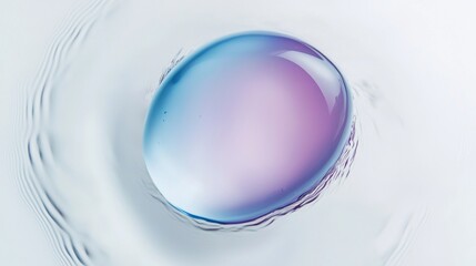 Poster - Concentric ripples expanding outwards from a large, colorful, translucent drop resting on the surface of a liquid, creating a mesmerizing visual effect