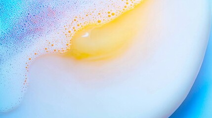 Poster - Vibrant foam with small bubbles forming intricate patterns on the surface of a liquid, creating a mesmerizing abstract composition with a gradient of colors