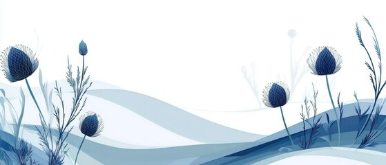 modern header design with thistle, midnight blue and sky blue colors. dynamic curved lines with fluid flowing waves and curves