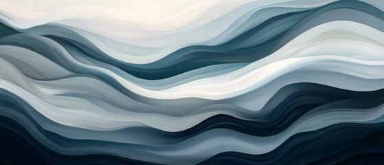 Wall Mural - modern soft curvy waves background design with light gray, dim gray and dark gray color