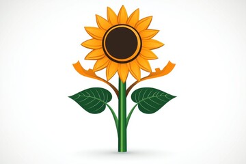 Poster - A clean and simple depiction of a sunflower, with its petals and stem reduced to bold, abstract shapes in bright yellow and green