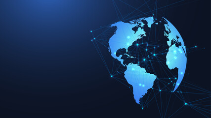 Aufkleber - Global network connection concept. Big data visualization. Social network communication in the global computer networks. Internet technology. Business. Science. Vector illustration