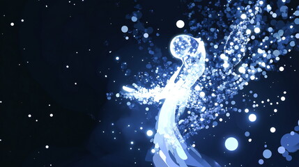 Fototapete - Exploration of artificial intelligence through abstract art featuring blue light and dynamic motion