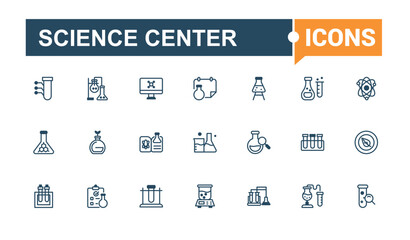 Wall Mural - science center icons set. it contains symbols to experiment, flask, death, biology, chemistry, test,