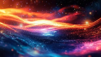 Poster - Colorful Abstract Cosmic Waves and Stars in Vibrant Harmony