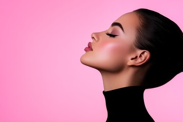 Aufkleber - A minimalist profile of a face in silhouette, set against a gradient pastel background