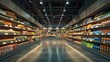 © otwdesign - Modern supermarket aisle stocked with diverse packaged food and beverages.