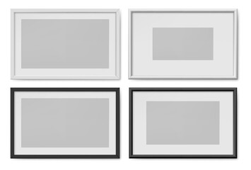 Aufkleber - Photography picture frame in horizontal format. Vector isolated border for banners, mockup or template for drawing or image. Home interior decoration, accessories or gallery display layout