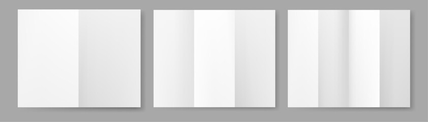Aufkleber - Realistic sheet of paper in shape of rectangle folded in half and creased into parts. Vector leaf of notebook with bent effect for advertising or informational purposes, letters and booklets