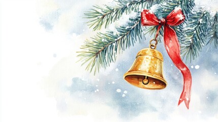 Wall Mural - a christmas bell hanging from a tree branch