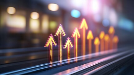 Poster - Abstract arrows indicating growth and progress in a modern setting. signifying progress and success.