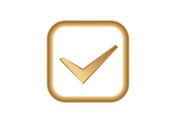 Poster - Shiny golden checkbox icon featuring a clear check mark. minimalist design symbolizing approval.