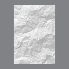 Aufkleber - Creased empty paper with crumpled surface texture effect. Vector isolated realistic sheet of page with wrinkles. Old grunge vertical blank for writing or drawing, old manuscript or document
